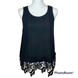 2/$25 Mystree Stitch Fix Black Lace Business Office Casual Lightweight Tank Top